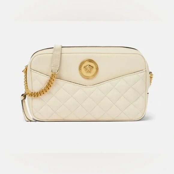 NWT VERSACE Nappa Medusa Quilted Lambskin Leather Crossbody Bag Include Dust Bag - Picture 1 of 8